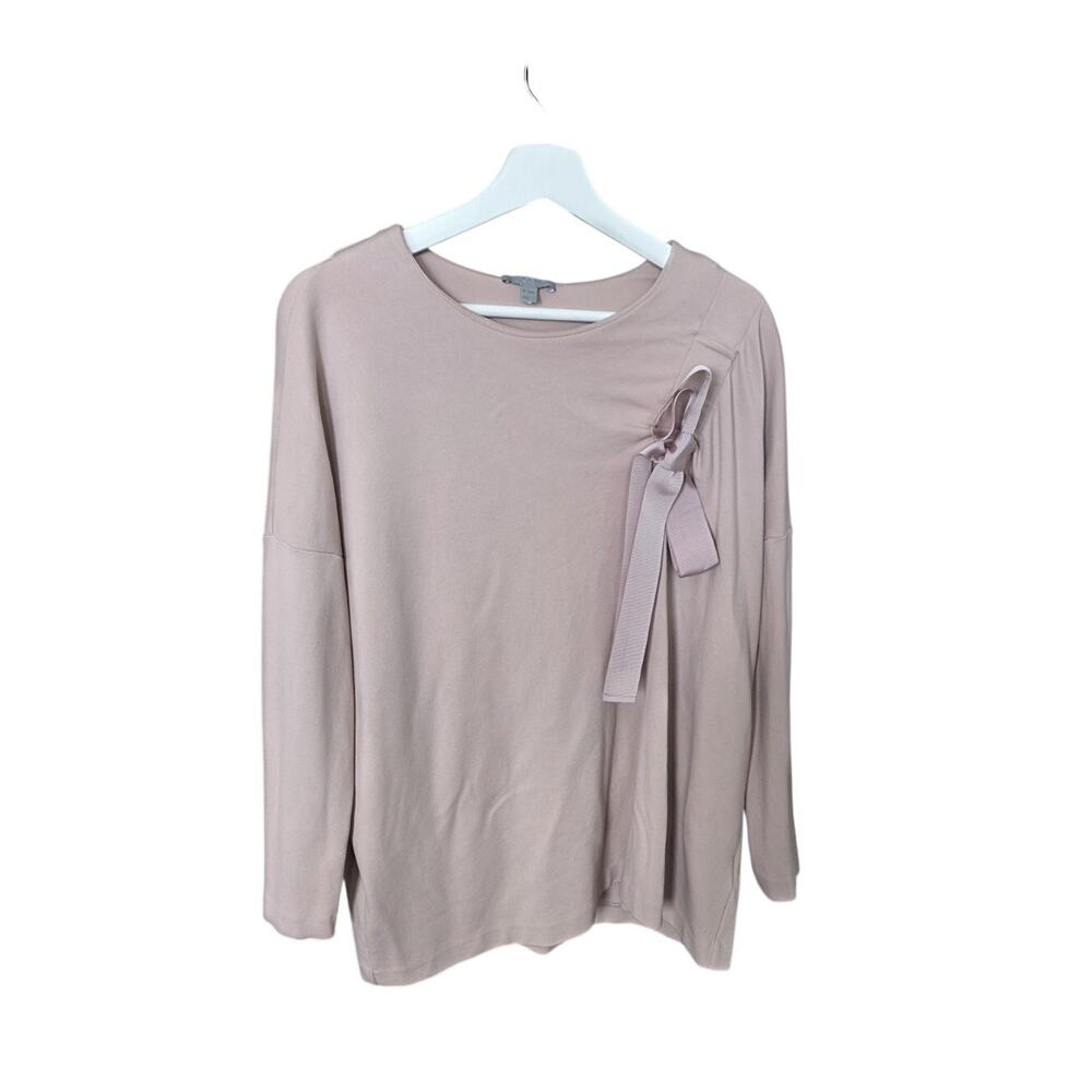 COS Dusty Rose Pink Bow Ruched Shoulder Top Medium Oversized Pastel Minimalist